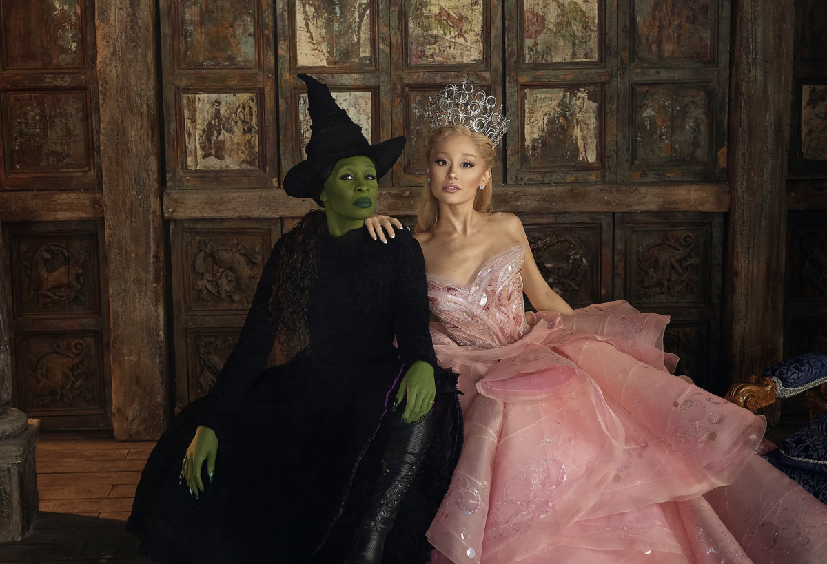 Image of Cynthia Erivo (left) and Ariana Grande (right) in their Wicked costumes for a photoshoot. (Source: vanityfair.com)